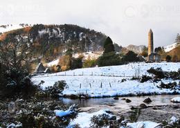 The Many Snows Gallery. Medieval Church and Round Tower,  Glendalough -  Co. Wicklow