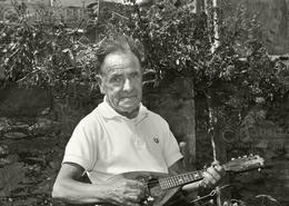 Irish Fine Art - Black & White. The Barber & The Mandolin Player - Bobby O'Grady,  Co. Wicklow 1977