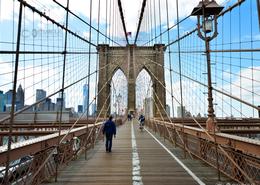 USA photography. Heart Beat Of The World.  New York City. The Brooklyn Bridge Walkway - Brooklyn