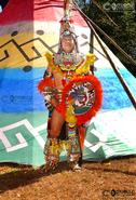 Spirit Of The Dance - Native Americans Today. Aztec Worrior in Full Ceremonial Dance Dress at Rankokus Indian Reservation