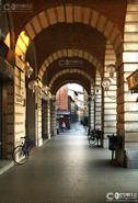 Irish photography. Historic Europe. The Archway, Main Square in the City of Forli - Northern Italy 