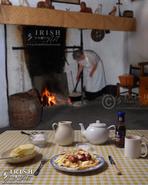 Traditional Irish Cottage Food. Handmade Irish Sausages on Irish Champ (onion mashed potato) & Fried Onions