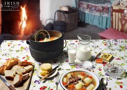 Traditional Irish Cottage Food. Traditional Irish Cottage Stew made in the Pot with Mutton, Vegetables & Potatoes