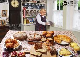 Traditional Irish Cottage Food. A Selection of Home Baked Irish Soda Breads, Scones & Tarts